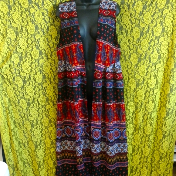 Maxi Sheer Boho Open Draped Cover Up Kimono - Picture 2 of 6